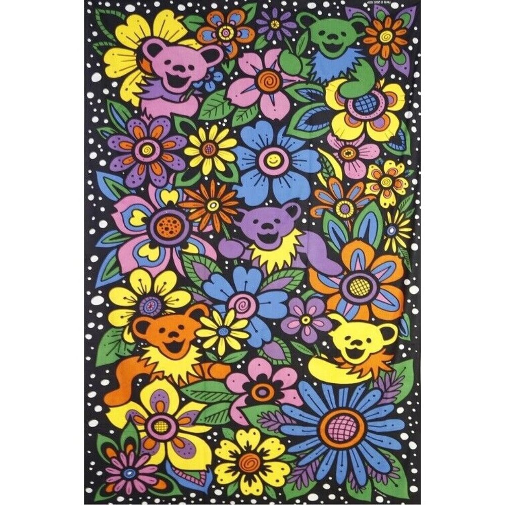 New Pretty Flowers Dancing Bears Grateful Dead Tapestry Gift Wall Hanging Decor